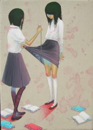 上田风子的另类插画《两个女孩》