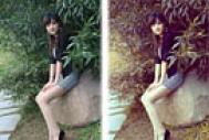 Photoshop调出树荫下的美女照片橙褐色教程