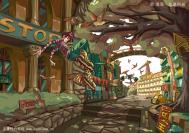 PS鼠绘城市小巷中滑汗冰的少年