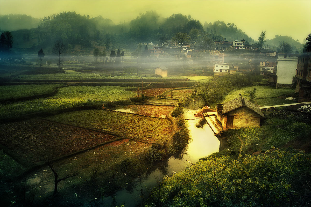 PS怎么把田园风景转为唯美的油画