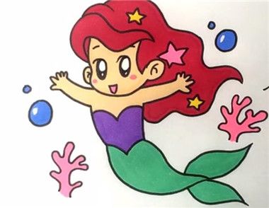 怎么画一只可爱的小美人鱼