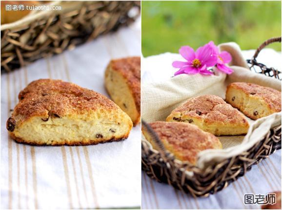 【图】司康饼的做法 葡萄干奶油司康的做法_露西_图老师|tulaoshi.com