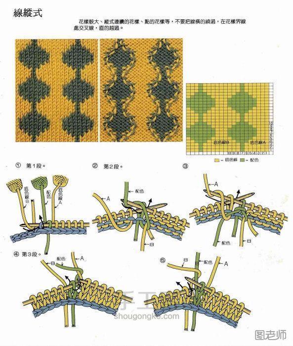 几种间色棒针编织花样方法 教程 第6步