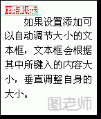 文本框: 重点提示  如果设置添加可以自动调节大小的文本框，文本框会根据其中所键入的内容大小，垂直调整自身的大小。  