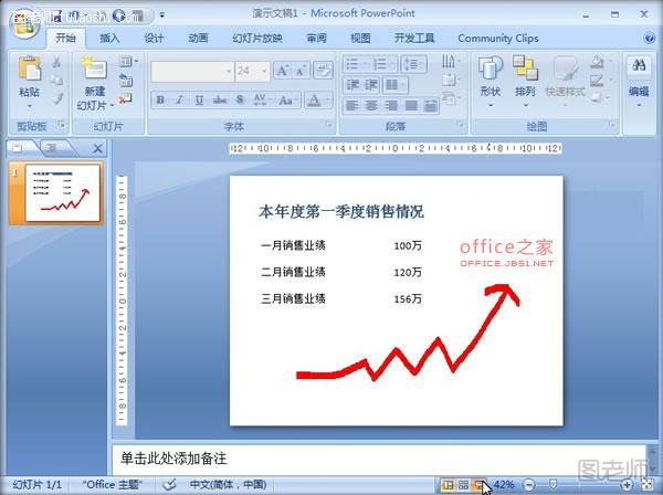 在PowerPoint2007中使用墨迹工具绘制图形