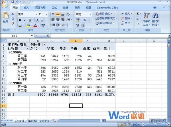 Excel2007导入外部数据制作数据透视表，实现数据报表分离