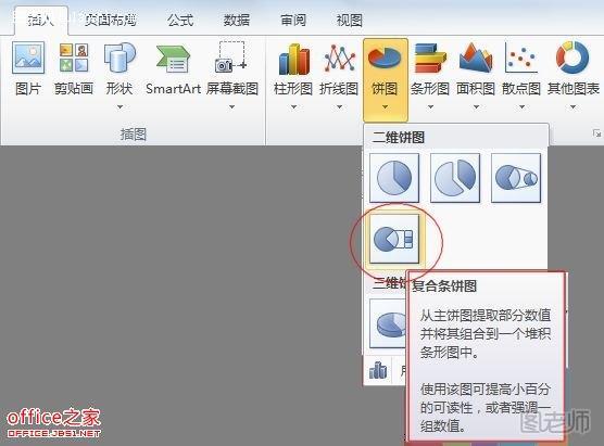 Excel2010版复合饼图制作