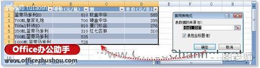 Excel中让新插入的列自动继承表样式的方法