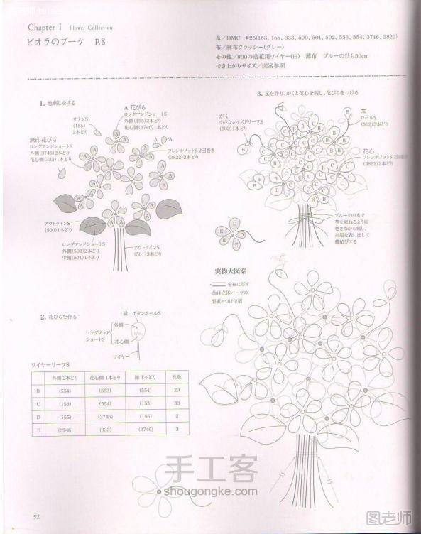 编织diy教程【图文】 立体刺绣教程·大塚彩子花朵