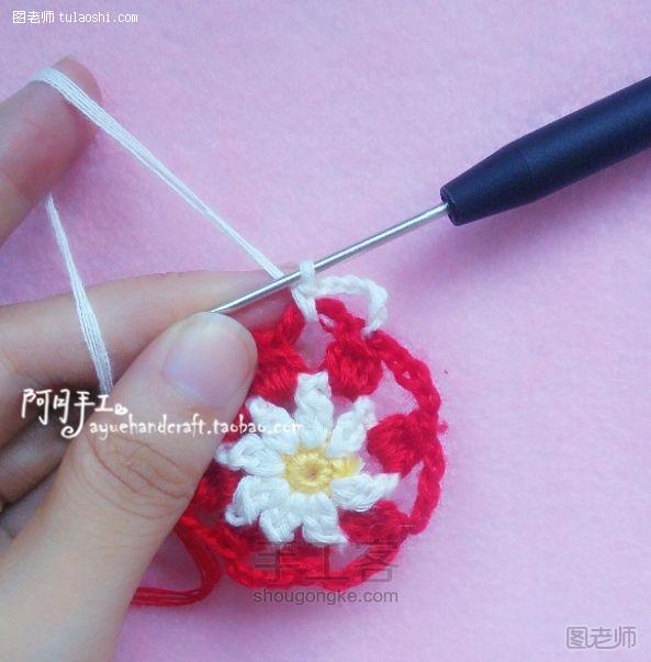 手工编织图片教程【图】 DIY 拼色钩花杯垫