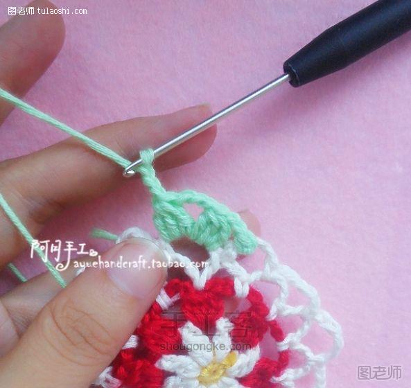 手工编织图片教程【图】 DIY 拼色钩花杯垫