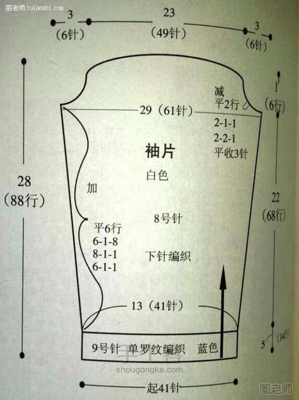 【图】编织教程图解 女童海军风毛衣套裙