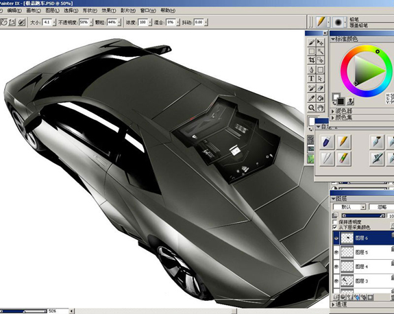Painter教程：手绘帅气极品跑车_jcwcn.com