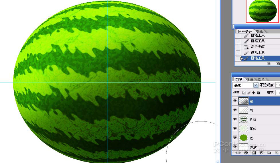 Photoshop鼠绘教程：教你绘制逼真可口的西瓜_中国