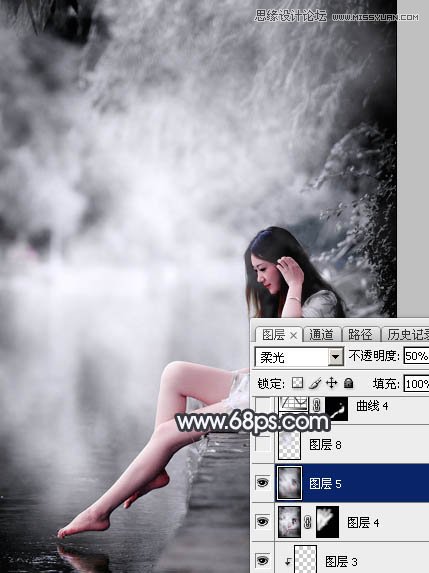 Photoshop调出河边人像黑白冷色效果,PS教程,图老师教程网