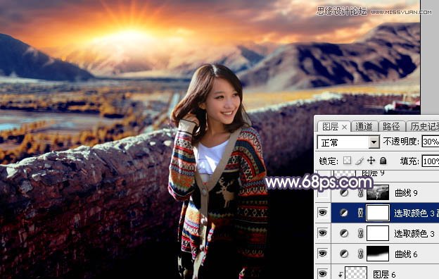 Photoshop给城外景人像添加夕阳美景效果,PS教程,图老师教程网