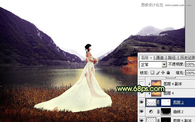 Photoshop调出外景婚片金色黄昏美景效果,PS教程,图老师教程网