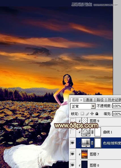 Photoshop给外景婚片添加夕阳艺术效果,PS教程,图老师教程网