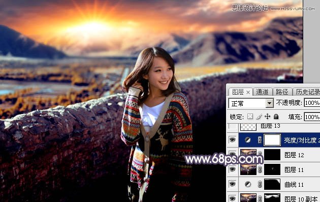 Photoshop给城外景人像添加夕阳美景效果,PS教程,图老师教程网