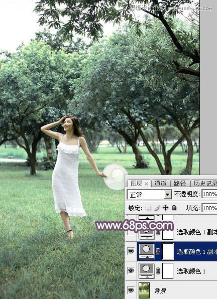 Photoshop调出外景林中女孩梦幻紫色效果,PS教程,图老师教程网