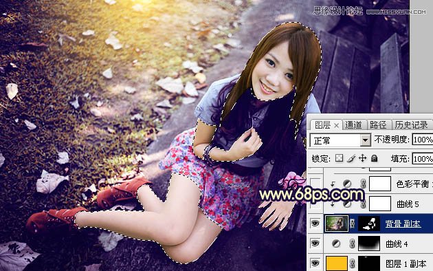 Photoshop调出公园靠椅边女孩唯美逆光效果,PS教程,图老师教程网