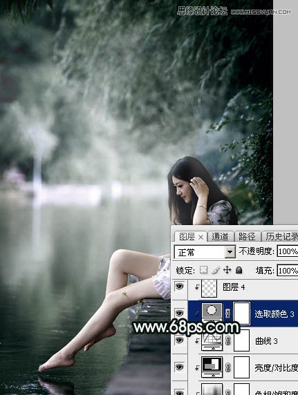 Photoshop调出河边女孩唯美蓝色效果,PS教程,图老师教程网