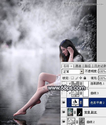 Photoshop调出河边人像黑白冷色效果,PS教程,图老师教程网