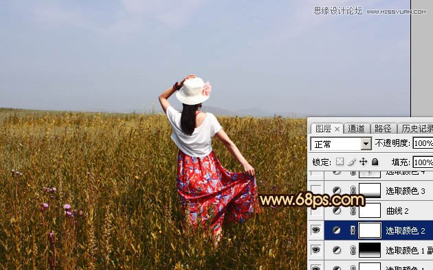 Photoshop调出草丛美女唯美冷色效果图,PS教程,图老师教程网