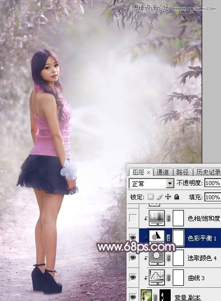 Photoshop调出小路边人像梦幻紫色效果,PS教程,图老师教程网