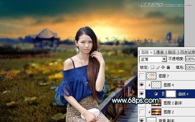 Photoshop给外景女孩添加金色黄昏效果图,PS教程,图老师教程网