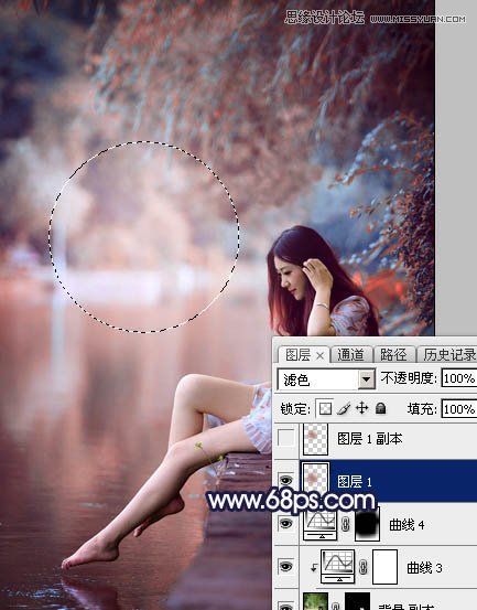 Photoshop调出河边美女梦幻紫红色效果,PS教程,图老师教程网