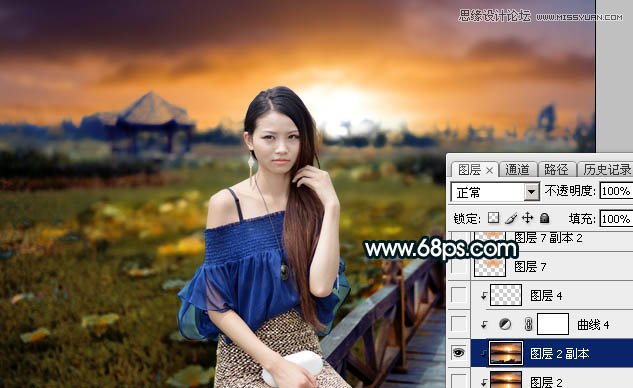 Photoshop给外景女孩添加金色黄昏效果图,PS教程,图老师教程网