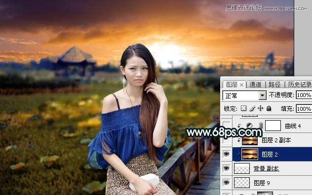 Photoshop给外景女孩添加金色黄昏效果图,PS教程,图老师教程网