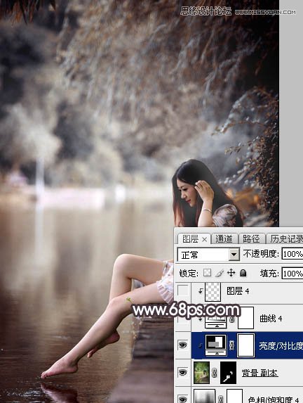 Photoshop调出河边美女人像LOMO暗色调,PS教程,图老师教程网