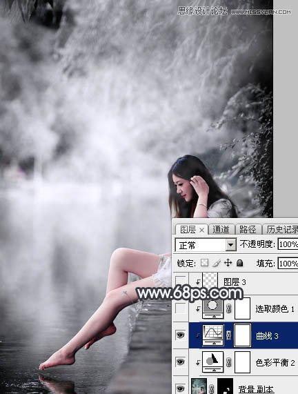 Photoshop调出河边人像黑白冷色效果,PS教程,图老师教程网