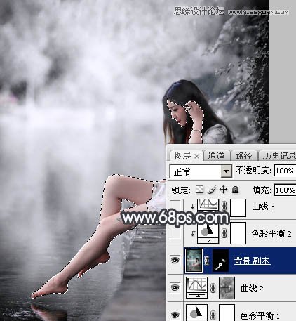 Photoshop调出河边人像黑白冷色效果,PS教程,图老师教程网