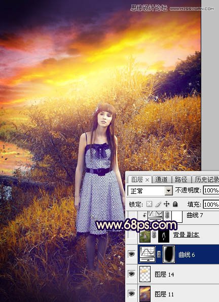 Photoshop给外景人像照片添加夕阳美景效果,PS教程,图老师教程网