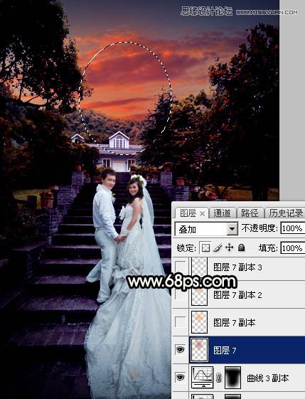 Photoshop给外景婚片添加唯美的夕阳美景,PS教程,图老师教程网