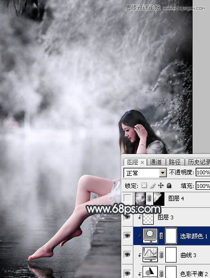 Photoshop调出河边人像黑白冷色效果,PS教程,图老师教程网