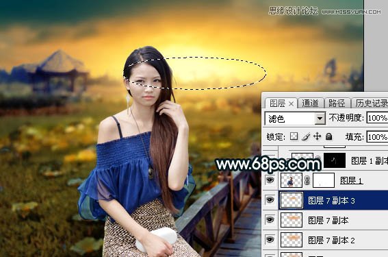 Photoshop给外景女孩添加金色黄昏效果图,PS教程,图老师教程网