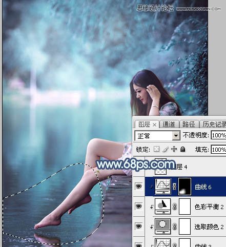 Photoshop调出河边女孩唯美蓝色艺术效果,PS教程,图老师教程网