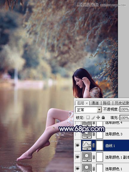 Photoshop调出河边美女梦幻紫红色效果,PS教程,图老师教程网