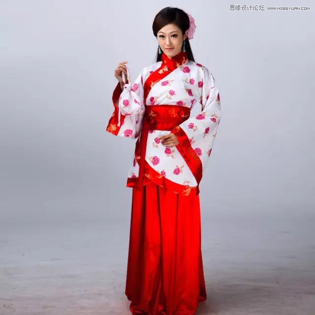 Photoshop制作古典风格的工笔画美女效果,PS教程,图老师教程网