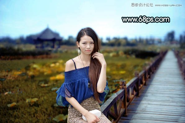 Photoshop给外景女孩添加金色黄昏效果图,PS教程,图老师教程网