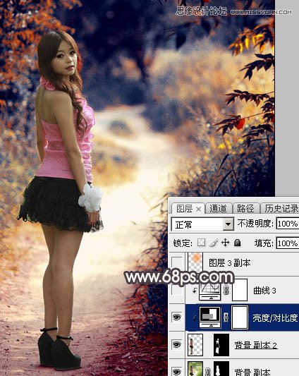 Photoshop调出小路边女孩秋季暖黄效果,PS教程,图老师教程网