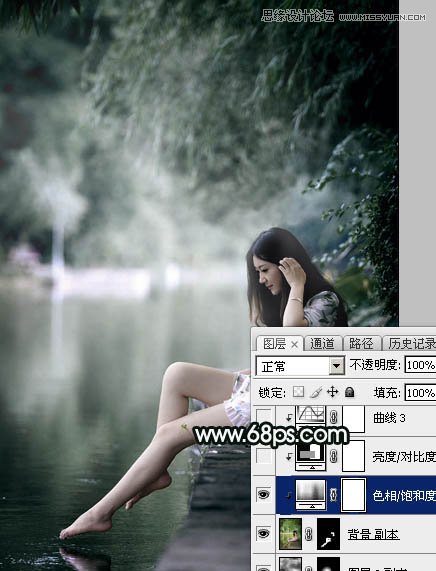 Photoshop调出河边女孩唯美蓝色效果,PS教程,图老师教程网