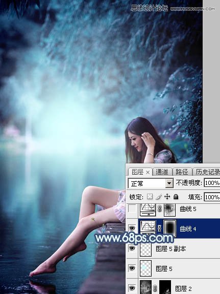 Photoshop调出河边女孩唯美蓝色艺术效果,PS教程,图老师教程网