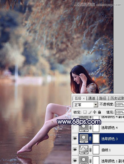 Photoshop调出河边美女梦幻紫红色效果,PS教程,图老师教程网