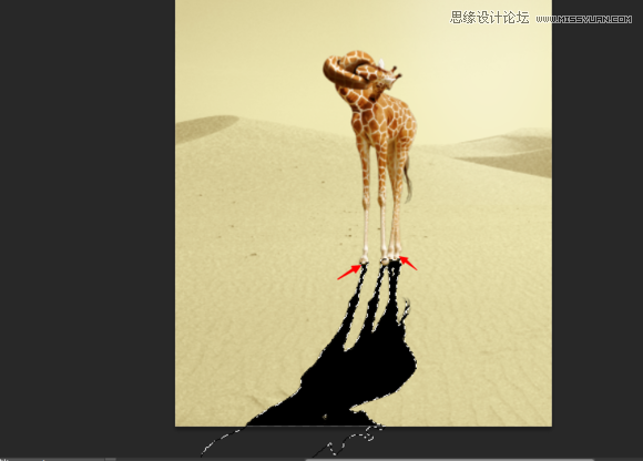 Photoshop合成在沙漠中脖子打结的长颈鹿,PS教程,图老师教程网