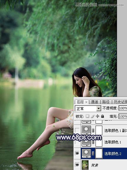 Photoshop调出河边美女梦幻紫红色效果,PS教程,图老师教程网